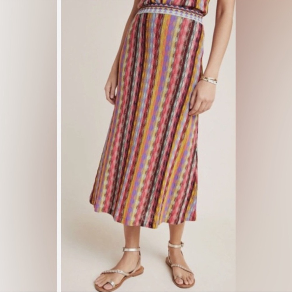 NWOT Anthropologie Aldo Martins Rainbow Italian Knit Maxi Skirt
